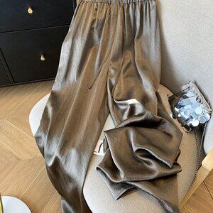 Coffee Brown Casual Women's Loose Wide Leg Pants
